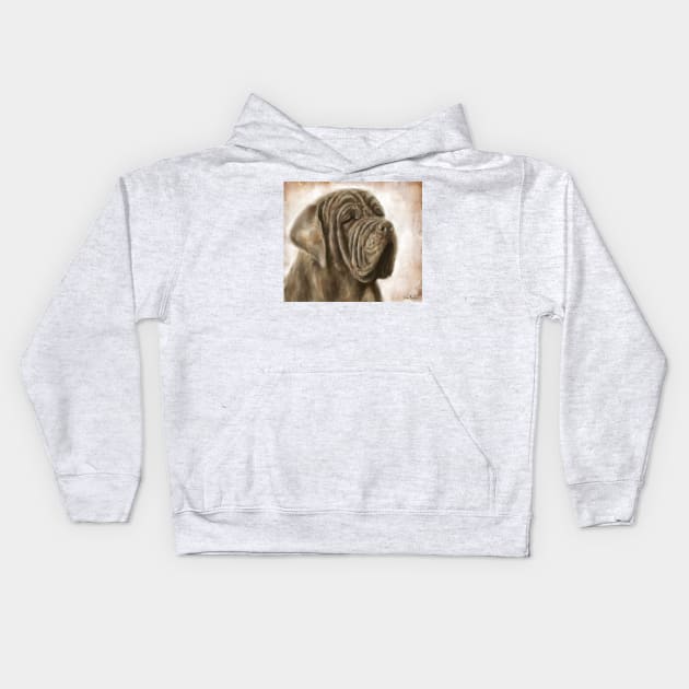 Painting of a Brown Mastiff Dog Kids Hoodie by ibadishi